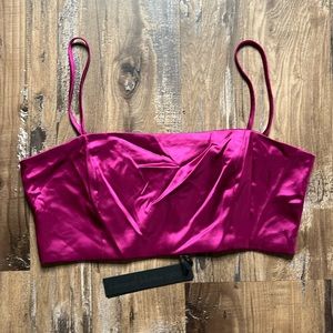 House of Harlow Fushia Satin Crop Top